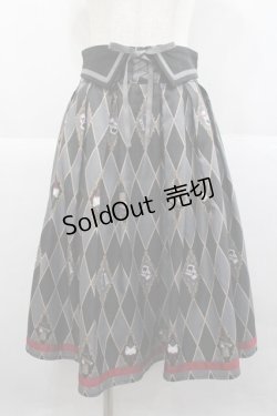 画像1: axes femme Kawaii / ダイヤ柄襟付きスカート M ブラック I-25-12-27-096-AX-SK-SA-ZI