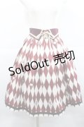 axes femme Kawaii / ダイヤ柄襟付きスカート M ワイン I-25-12-27-098-AX-SK-SA-ZI