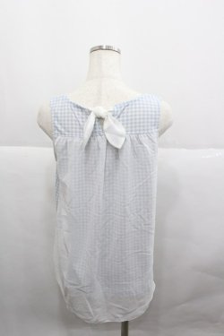 画像2: axes femme / ギンガムチェックシースルー重ねノースリーブトップス  サックスＸ白 I-25-12-27-018-AX-TO-SA-ZI