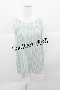 axes femme / ストライプノースリーブトップス  ミントＸ白 I-25-12-27-019-AX-TO-SA-ZI