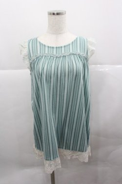 画像1: axes femme / ストライプノースリーブトップス  ミントＸ白 I-25-12-27-019-AX-TO-SA-ZI