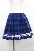 LISTEN FLAVOR / メルティラインチェックプリーツスカート  ブルー I-25-12-27-106-PU-SK-SA-ZI