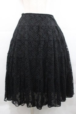 画像1: INGEBORG / レース重ねドットスカート  黒 I-25-12-27-110-LO-SK-SA-ZI