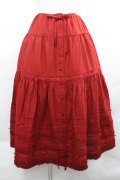 PINK HOUSE / サテンリボンいっぱいローンティアードスカート  赤 I-25-12-27-111-LO-SK-SA-ZI