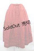 PINK HOUSE / サテンリボンいっぱいローンティアードスカート  赤 I-25-12-27-111-LO-SK-SA-ZI