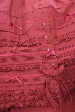 画像4: PINK HOUSE / サテンリボンいっぱいローンティアードスカート  赤 I-25-12-27-111-LO-SK-SA-ZI