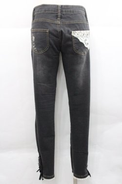 画像2: axes femme / 裾編み上げストレッチパンツ L 黒 I-25-12-27-112-AX-PA-TE-ZI