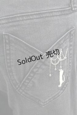 画像3: axes femme / ねこ刺繍デニムパギンス L 黒 I-25-12-27-113-AX-PA-TE-ZI