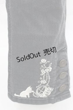 画像4: axes femme / ねこ刺繍デニムパギンス L 黒 I-25-12-27-113-AX-PA-TE-ZI