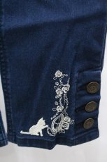 画像4: axes femme / ねこ刺繍デニムパギンス L ブルー I-25-12-27-114-AX-PA-TE-ZI (4)
