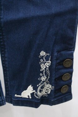 画像4: axes femme / ねこ刺繍デニムパギンス L ブルー I-25-12-27-114-AX-PA-TE-ZI