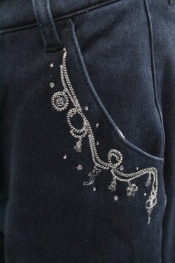 画像3: axes femme / 刺繍デニムパンツ  紺 I-25-12-27-115-AX-PA-SA-ZI