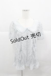 axes femme / バタフライチュール襟付きトップス  サックス I-25-12-27-021-AX-TO-SA-ZI