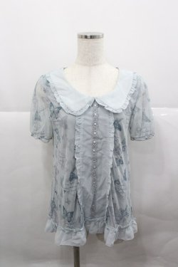 画像1: axes femme / バタフライチュール襟付きトップス  サックス I-25-12-27-021-AX-TO-SA-ZI