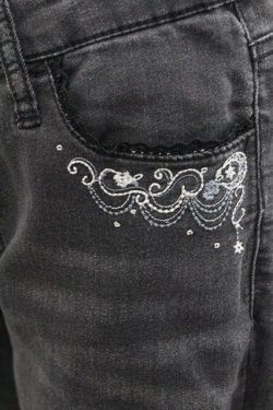 画像3: axes femme / ポケット刺繍デニムパンツ  黒デニム I-25-12-27-118-AX-PA-SA-ZI