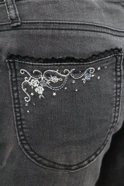 画像4: axes femme / ポケット刺繍デニムパンツ  黒デニム I-25-12-27-118-AX-PA-SA-ZI
