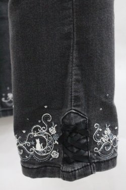 画像5: axes femme / ポケット刺繍デニムパンツ  黒デニム I-25-12-27-118-AX-PA-SA-ZI