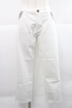 画像1: axes femme / 猫ストライプストレッチパンツ  白 I-25-12-27-119-AX-PA-SA-ZI