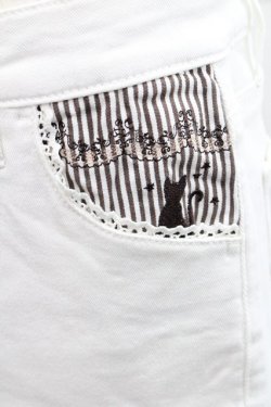 画像4: axes femme / 猫ストライプストレッチパンツ  白 I-25-12-27-119-AX-PA-SA-ZI