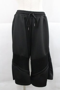 画像1: REFLEM / メッシュ切替ハーフワイドパンツ  黒 I-25-12-27-124-PU-PA-SA-ZI