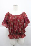 axes femme / シフォンフラワートップス  ボルドー I-25-12-27-029-AX-TO-SA-ZI