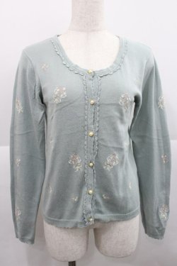 画像1: axes femme / ブーケ刺繍カーディガン M ミント I-25-12-27-036-AX-TO-TE-ZI