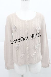 axes femme / リボンニットカーディガン M ベージュ I-25-12-27-037-AX-OP-TE-ZI