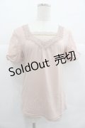 axes femme / ビジューレースハイショクTシャツ M アワピンク I-25-12-29-050-AX-TO-SA-ZT565