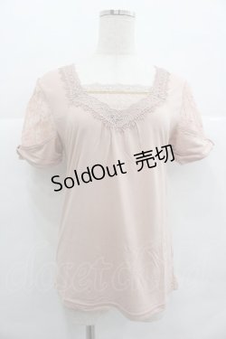 画像1: axes femme / ビジューレースハイショクTシャツ M アワピンク I-25-12-29-050-AX-TO-SA-ZT565