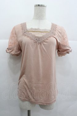 画像1: axes femme / ビジューレースハイショクTシャツ M アワピンク I-25-12-29-052-AX-TO-SA-ZI