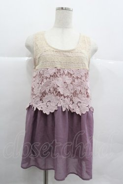 画像1: axes femme / レースシフォン切換タンク M ピンク I-25-12-29-053-AX-TO-SZ-ZI