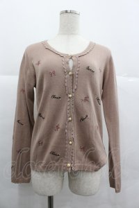 axes femme / 刺繍カーディガン  ピンク I-25-12-29-055-AX-TO-SA-ZI