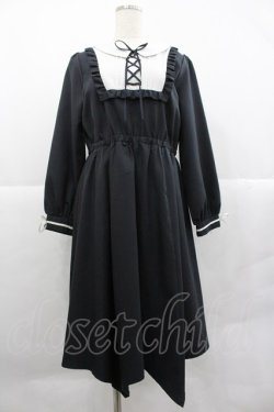 画像1: axes femme / ブロッキング風イレヘムワンピース  黒Ｘ白 I-25-12-29-068-AX-OP-SA-ZI