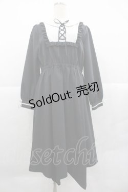 画像1: axes femme / ブロッキング風イレヘムワンピース  黒Ｘ白 I-25-12-29-068-AX-OP-SA-ZT566