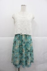 axes femme / レース×メルヘン花柄チュニック  サックスＸ白 I-25-12-29-070-AX-TO-SA-ZI