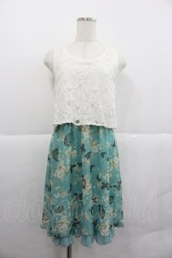 画像1: axes femme / レース×メルヘン花柄チュニック  サックスＸ白 I-25-12-29-070-AX-TO-SA-ZI