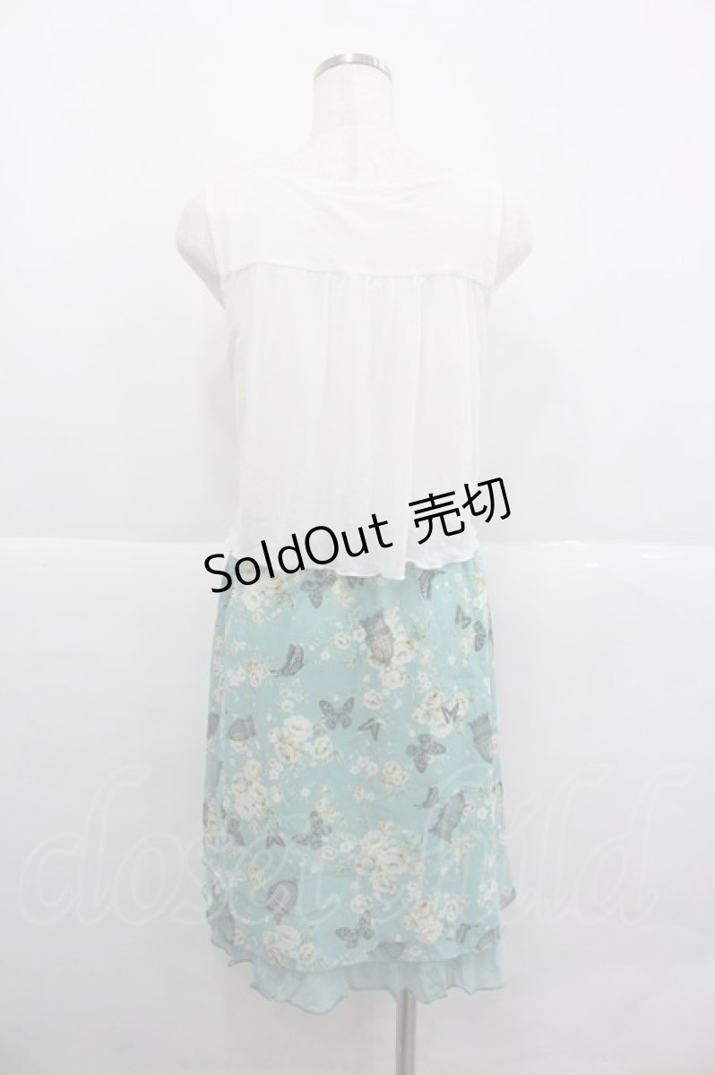 画像2: axes femme / レース×メルヘン花柄チュニック  サックスＸ白 I-25-12-29-070-AX-TO-SA-ZT565 (2)