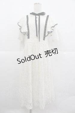 画像1: axes femme / パイピングレースワンピース  白Ｘ黒 I-25-12-29-072-0-OP-SA-ZT0105K