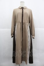 画像1: axes femme / レース切替配色ワンピース M キャメル I-25-12-29-073-AX-OP-SA-ZT566 (1)