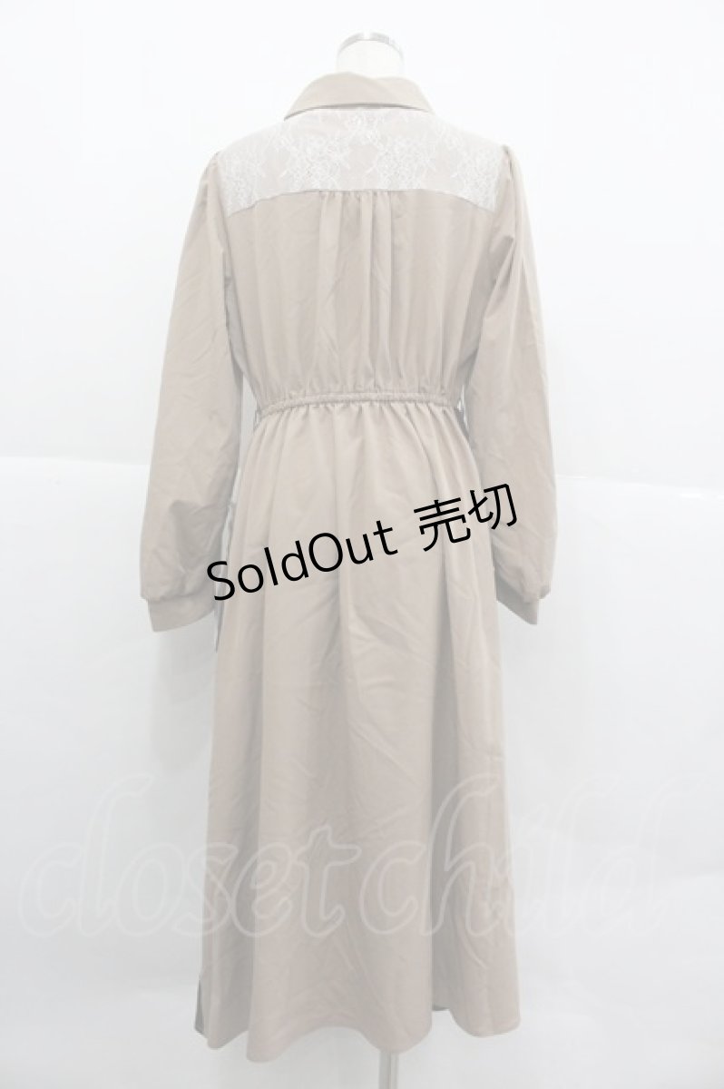 画像2: axes femme / レース切替配色ワンピース M キャメル I-25-12-29-073-AX-OP-SA-ZT566 (2)