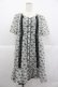 画像1: axes femme / 小花×ドットフロッキーワンピース  白Ｘ青Ｘ黒 I-25-12-29-076-AX-OP-SA-ZI (1)