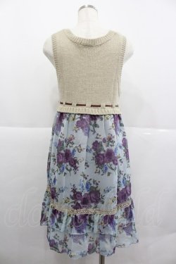 画像2: axes femme / ニット切替ワンピース  青Ｘアイボリー I-25-12-29-078-AX-OP-SA-ZI