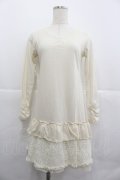 axes femme / 裾フリル&レース長袖ワンピース M アイボリー I-25-12-29-084-AX-OP-SA-ZI