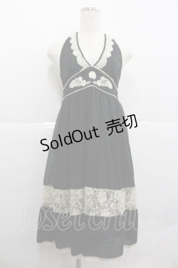 画像1: axes femme / ドット&レース切替ホルターネックチュニック  黒Ｘアイボリー I-25-12-29-085-AX-OP-SA-ZT565