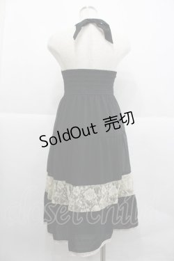 画像2: axes femme / ドット&レース切替ホルターネックチュニック  黒Ｘアイボリー I-25-12-29-085-AX-OP-SA-ZT565