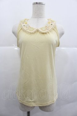 画像1: axes femme / お花モチーフ襟付タンク M イエロー I-25-12-29-019-AX-TO-SA-ZI