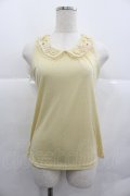 axes femme / お花モチーフ襟付タンク M イエロー I-25-12-29-020-AX-TO-SA-ZI