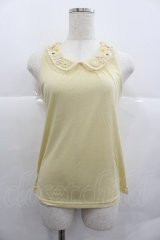 axes femme / お花モチーフ襟付タンク M イエロー I-25-12-29-020-AX-TO-SA-ZI