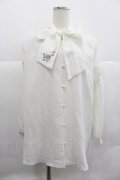 axes femme / 刺繍入りリボンロングブラウス M 白 I-25-12-29-025-AX-BL-SA-ZI