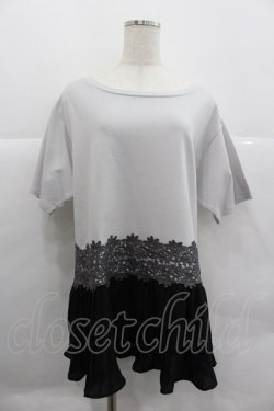 画像1: axes femme / レース×プリーツカットプルオーバー XL グレー I-25-12-29-026-AX-TO-SZ-ZI